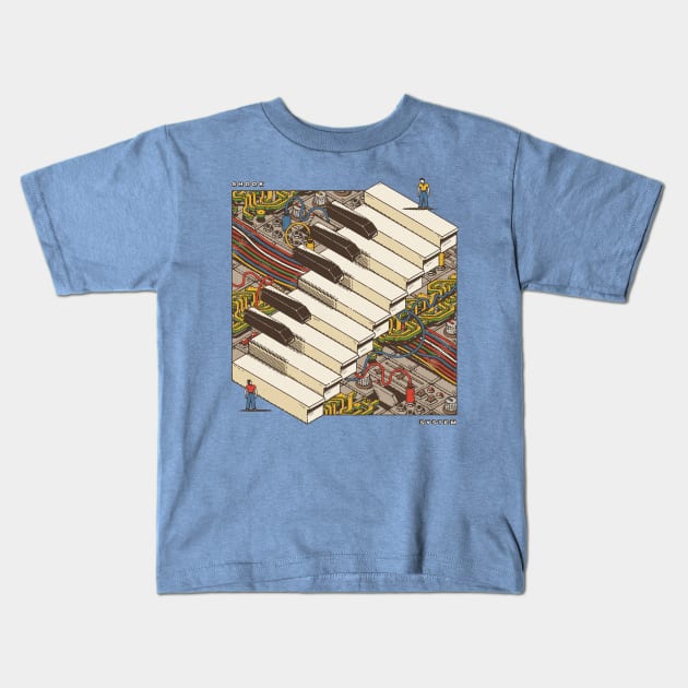 synth piano retro Kids T-Shirt by SOUND Check ARTshop